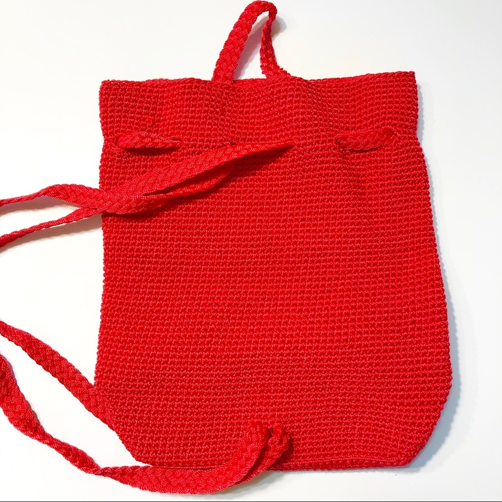 Red Crochet Backpack Purse - Picture 2 of 6